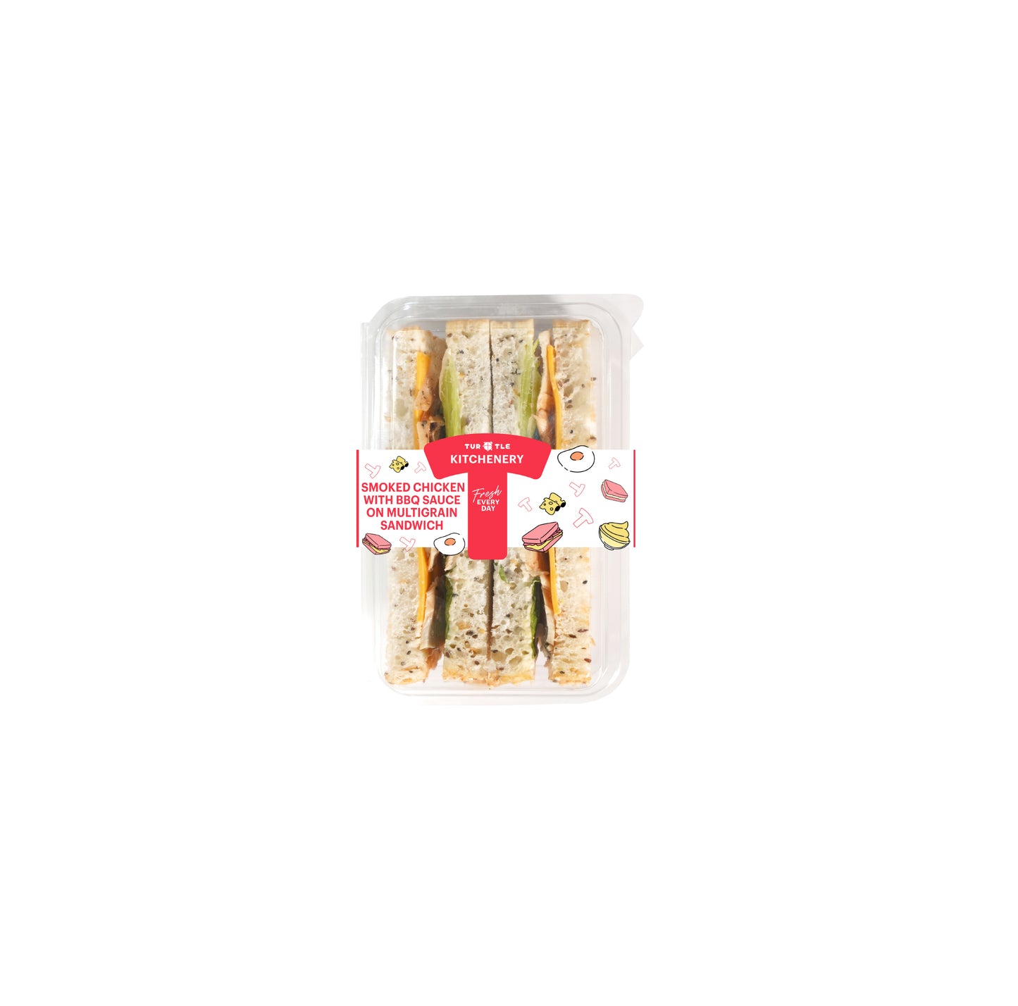มัลติเกรนแซนด์วิชแฮมไก่รมควันและซอสบาบีคิว 120g